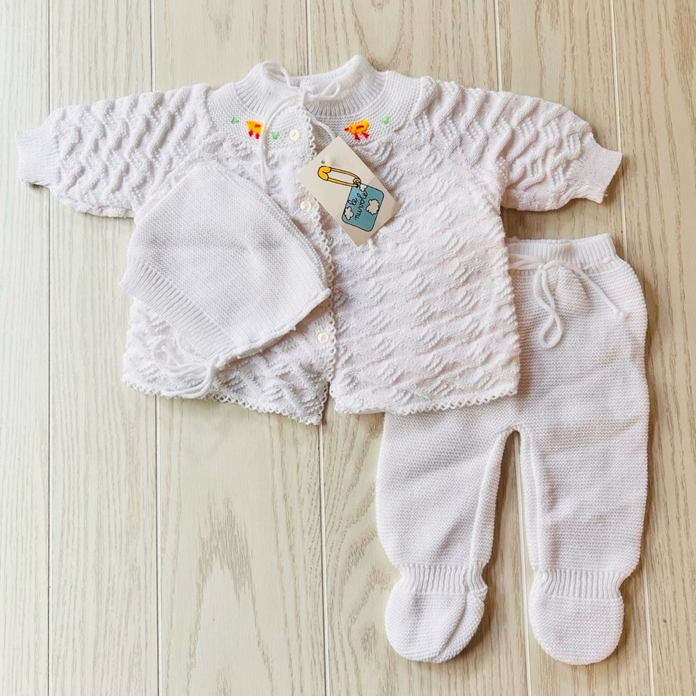 Vintage White Knit Baby Outfit